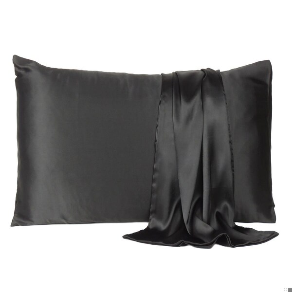 Homeroots 20 x 26 in. Black Dreamy Silky Satin Standard Size Pillowcases 387859 - main